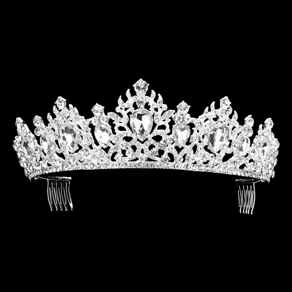Teardrop Stone Accented Ornate Princess Tiara (Each) – Mardi  display picture 1