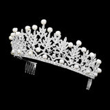 Pearl Accented Leaf Cluster Princess Tiara (Each)