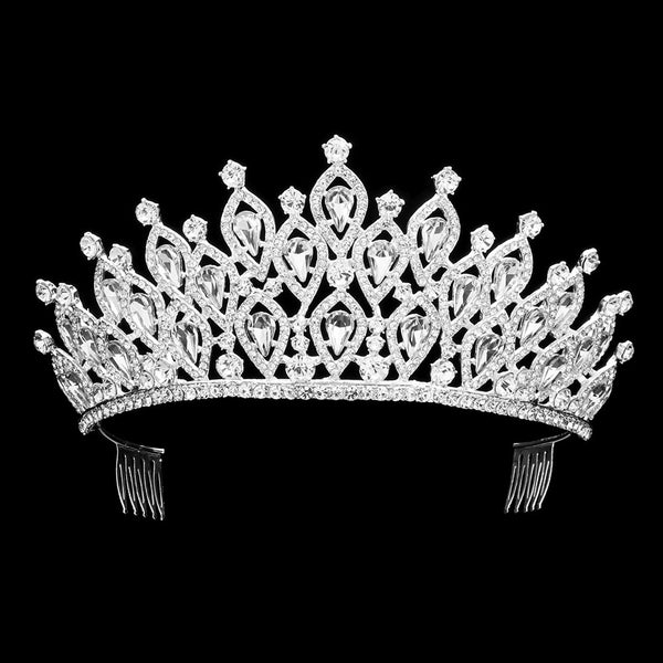 Teardrop Stone Accented Tall Princess Tiara (Each) – Mardi  display picture 2