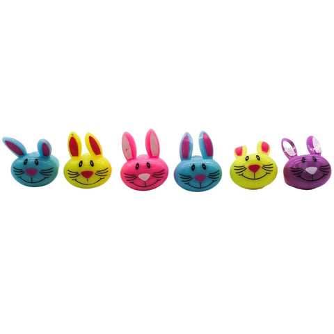 LED Jelly Rubber Bunny Rabbit Ring (Pack of 6)