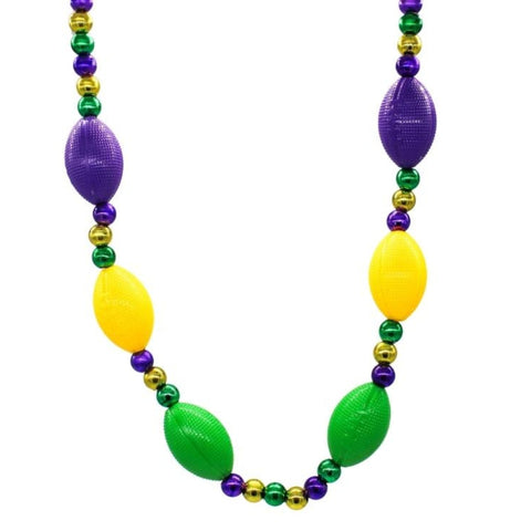 LED Purple, Green and Gold Football Necklace (Each)