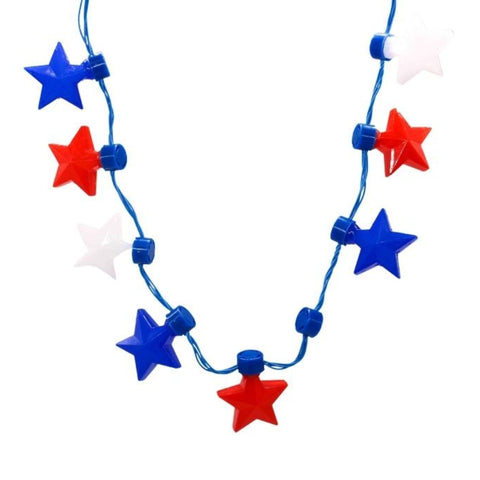 LED Red, White and Blue Star Necklace with 13 Stars (Each)