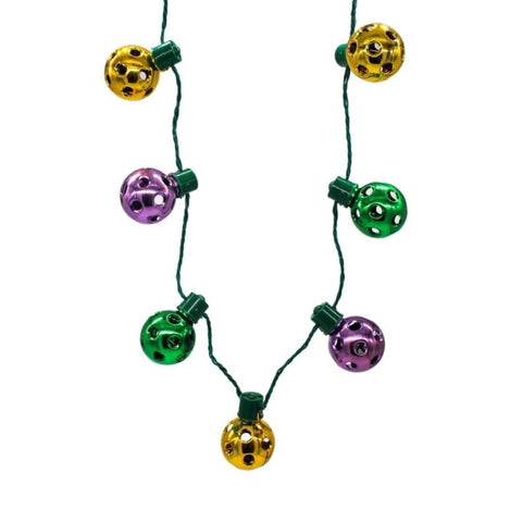 LED Mardi Gras Disco Ball Necklace with 9 Balls (Each)