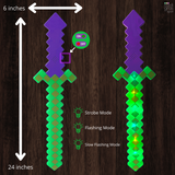 24" LED Purple, Green and Yellow Pixel Sword (Each)