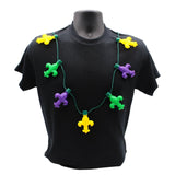LED Purple, Green and Yellow Fleur de Lis Necklace (Each)