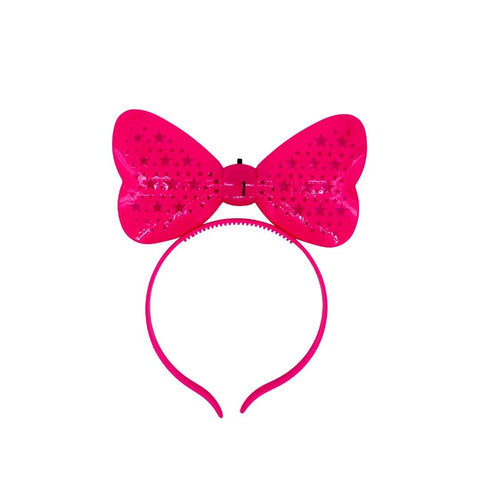 LED Bow with Stars Head Bopper - Hot Pink (Each)