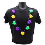 LED Jumbo Purple, Green, and Yellow Heart Necklace with 9 Hearts (Each)