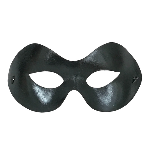 Shiny Black Masquerade Mask with Elastic Band (Each)