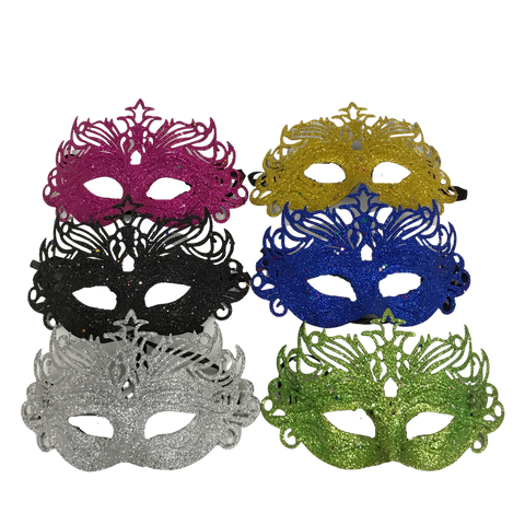 Assorted Color Mask with Confetti and Ribbon Tie (Pack of 6)