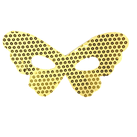 Gold Butterfly Mask with Sequins and Elastic Band (Each)