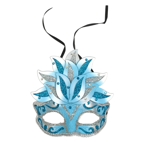 Silver and Blue Ornate Mask with Jewels (Each)