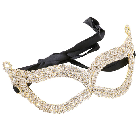 Rhinestone Gold Masquerade Mask (Each)