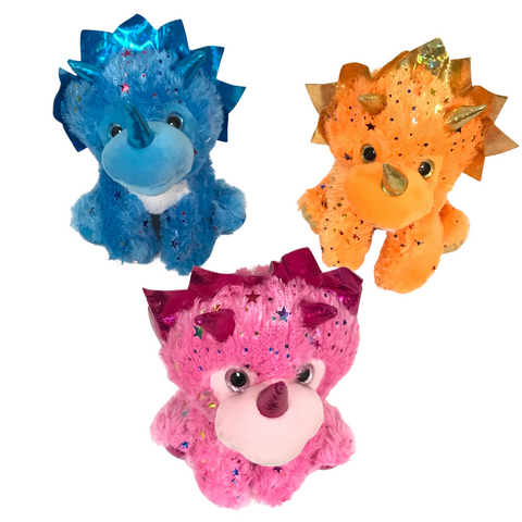 10" Plush Sitting Dragon Assorted Blue, Orange and Pink (Each)