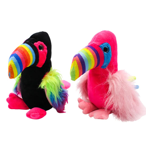 8" Hot Pink or Black Plush Toucan (Each)