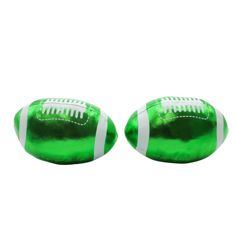 6" Shiny Cloth Football Green and White (Dozen)