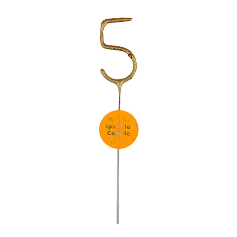 Mini Gold "5" Sparkler Candle (Each)