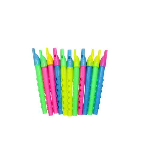 6" Plastic Flute - Assorted Colors (Dozen)