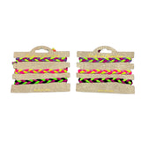 Braided Bracelets - Purple, Green and Yellow Set (6 Pieces)