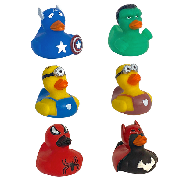 Super Hero and Minions Rubber Duck Pack of 6