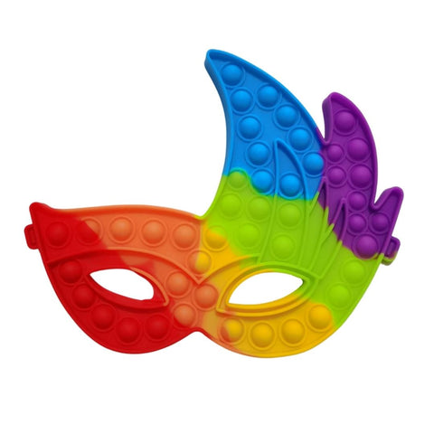 Rainbow Mardi Gras Mask with Embellishment Fidget Popper - 5cm x 20cm (Each)