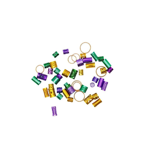 Hair Jewelry Kit - Purple, Green, and Gold (50 Pieces)