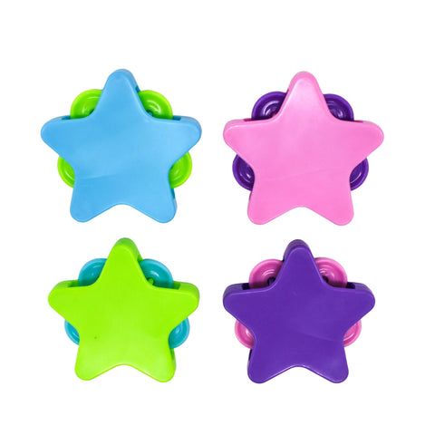 Assorted Color Star Tambourine 2.5" (Dozen)