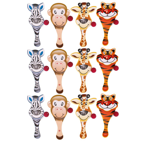 9" Zoo Animal Paddle Ball (Dozen)