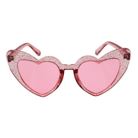 Pink Heart Shaped Glitter Sunglasses (Each)