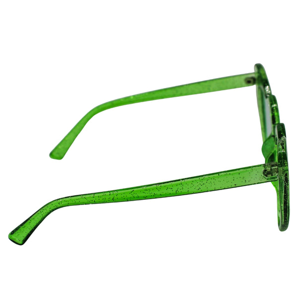 Heart-Shaped Mirrored Sunglasses - Iridescent Green Lenses Generic Fashion Metal Heart Shaped Sunglasses Reflective  main image 3