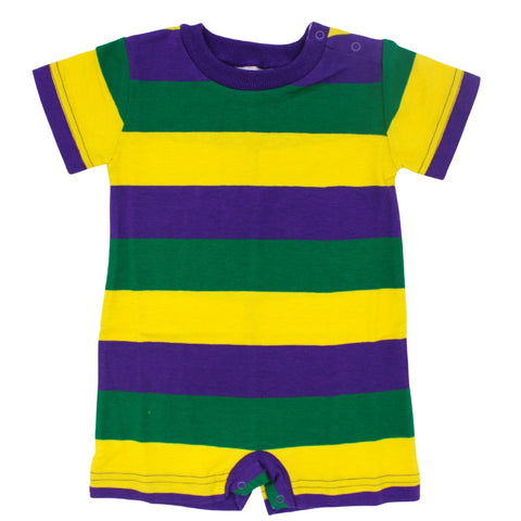 Purple, Green, and Gold Polo Stripe Baby's Romper (Each)