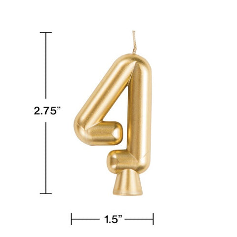 Gold "4" Number Candle (Each)