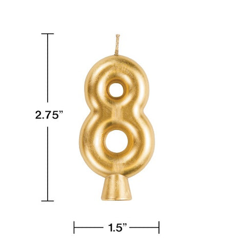 Gold "8" Number Candle (Each)