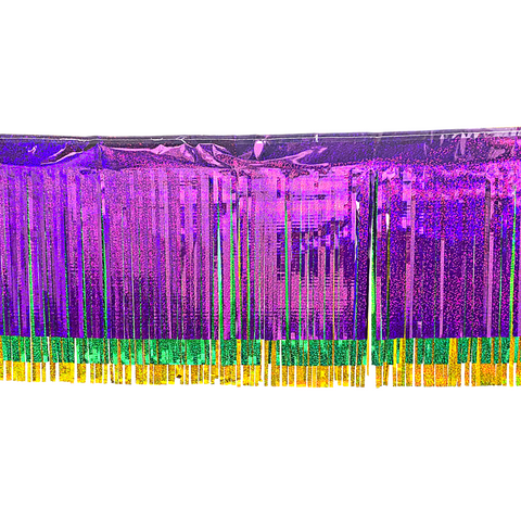 10' x 15" Holographic Purple, Green and Gold Fringe (Each)