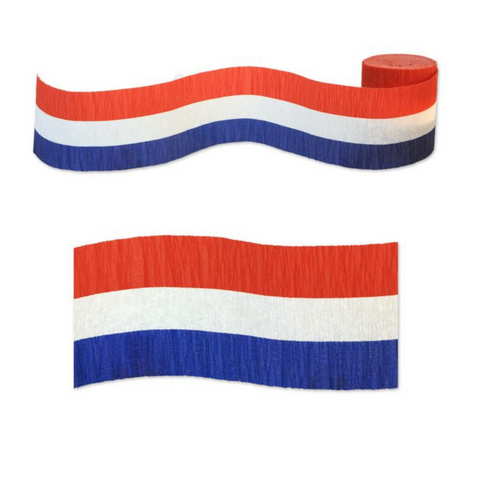 FR Patriotic Red, White and Blue Crepe Streamer 2.5" x 30' (Each)