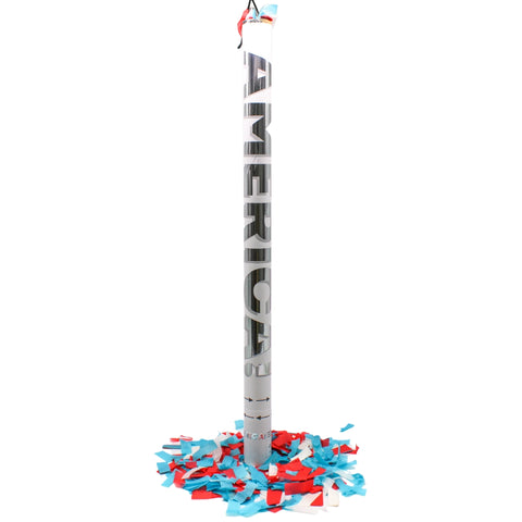 Red, Blue, & White Paper Confetti Cannon 31" (Each)