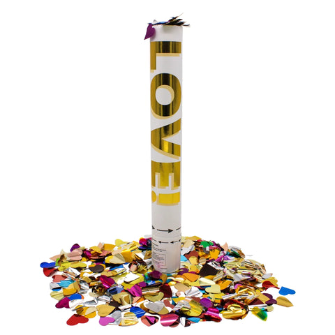 Rainbow Metallic Heart Confetti Cannon 16" (Each)