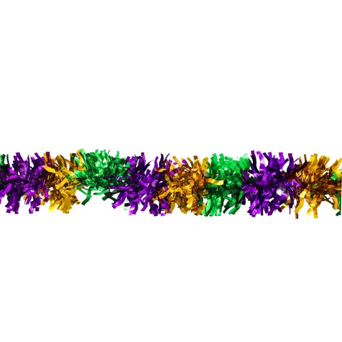 Purple, Green, and Gold Mardi Gras Garland - 9' x 3.5" (Each)