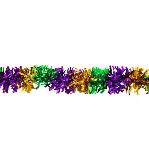 Purple, Green, and Gold Mardi Gras Garland - 9' x 3.5" (Each)