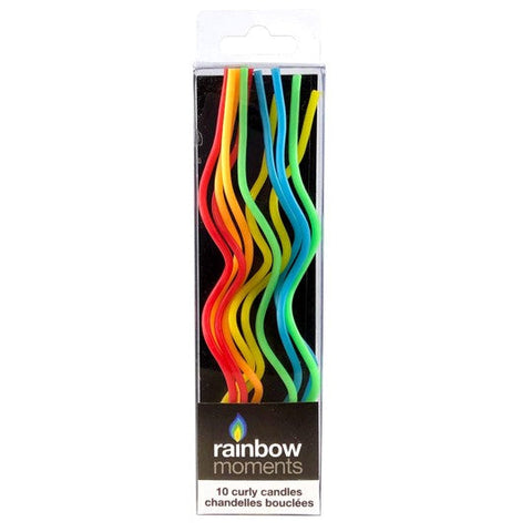 Rainbow Colores Curly Candles (Pack of 10)