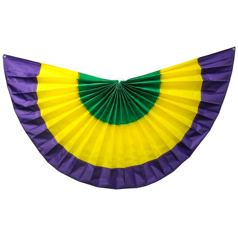 Pleated Green, Yellow, and Purple Bunting With Grommets - 6' x 3 ' (Each)
