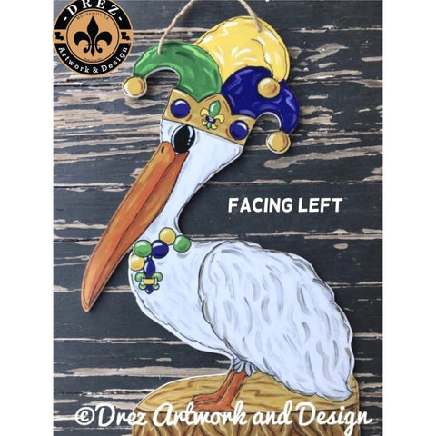 Mardi Gras Pelican Door Hanger Left Facing (Each)