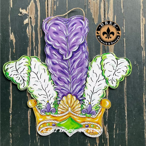 Mardi Gras Crown with Beads Door Hanger (Each)