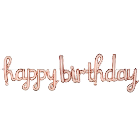 Rose Gold Script Happy Birthday Balloon Streamer - 5.5' x 16" (Each)