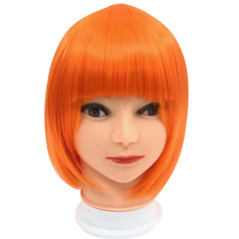 Neon Orange Bob Wig with Bangs (Each)