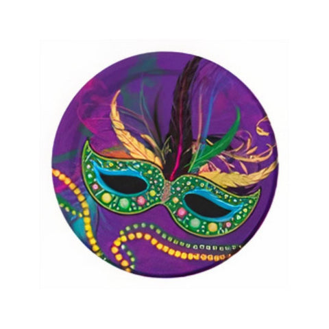 7" Mardi Gras Mask Plate (Pack of 8)