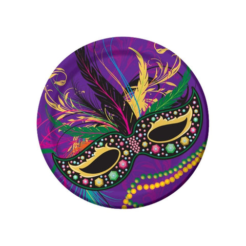 9" Mardi Gras Mask Plate (Pack of 8)