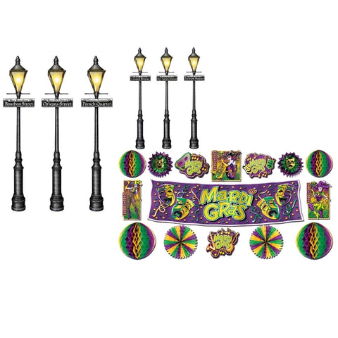 Mardi Gras Decor and Street Light Props 8" to 46" (Pack of 21)