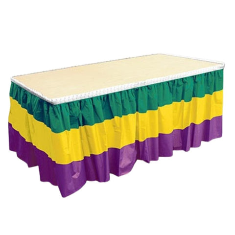 Purple, Green and Gold Mardi Gras Table Skirting 29" x 14' (Each)