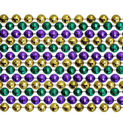 33" Globe Metallic Purple, Gold and Green Mardi Gras Beads (6 Dozen - 72 Necklaces)