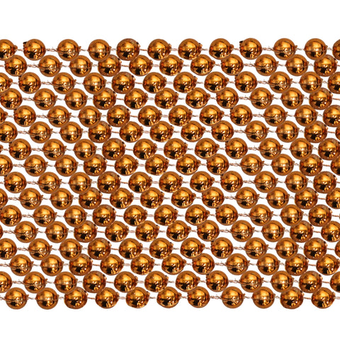 33" Round Metallic Orange Mardi Gras Beads (6 Dozen - 72 Necklaces)